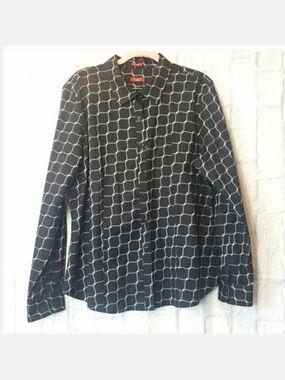 TALBOTS HABERDASHERY Trellis Print Wrinkle-Resistant Button Down Shirt 14